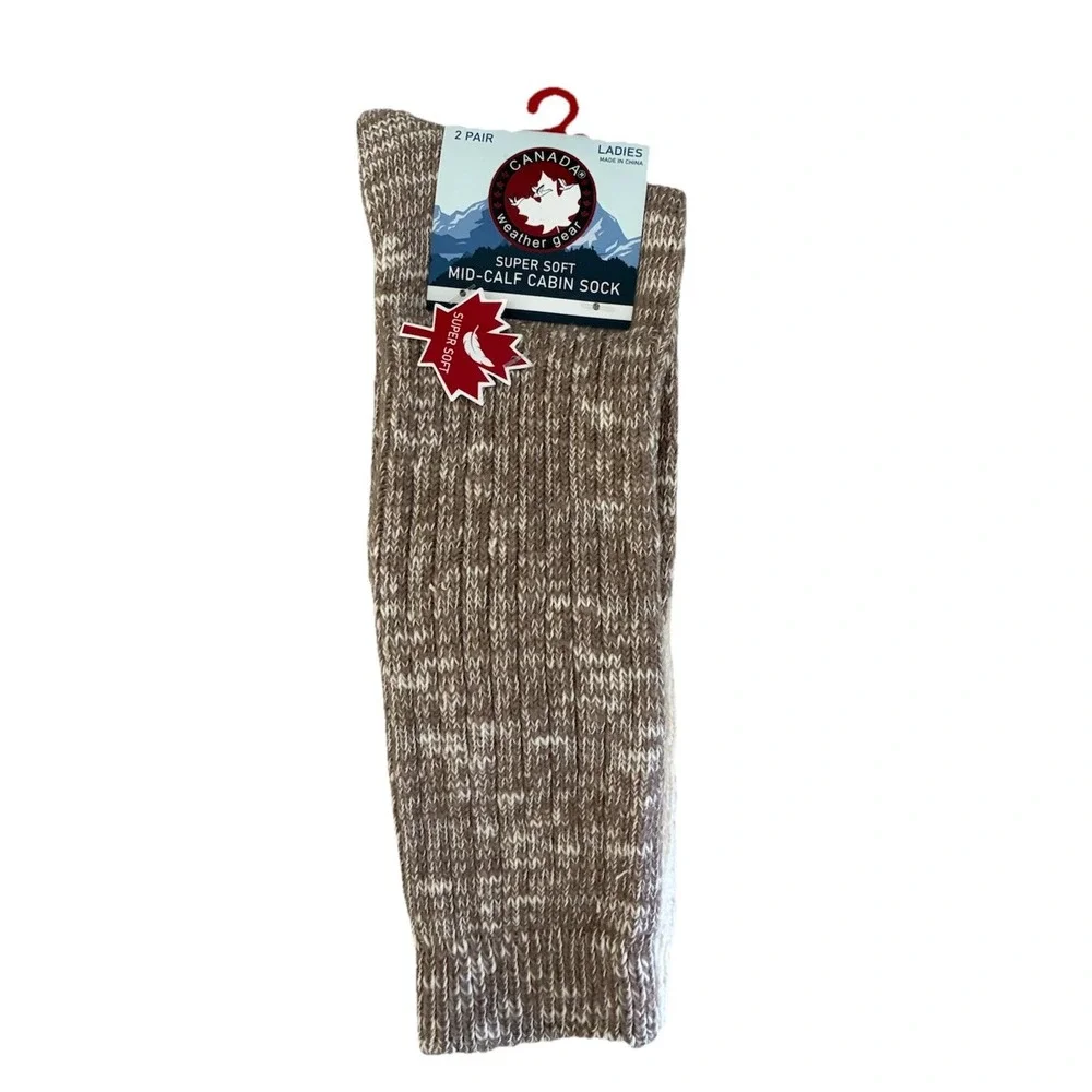 Canada Weather Gear Socks Women's 4-10 Mid-Calf Cabin Soft‎ 2 Pair NEW